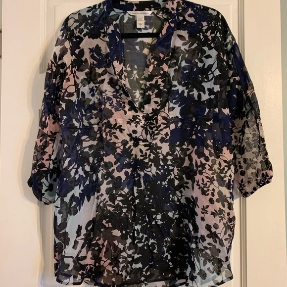 Diane Von Furstenberg Floral Tunic Blouse - Picture 2 of 4